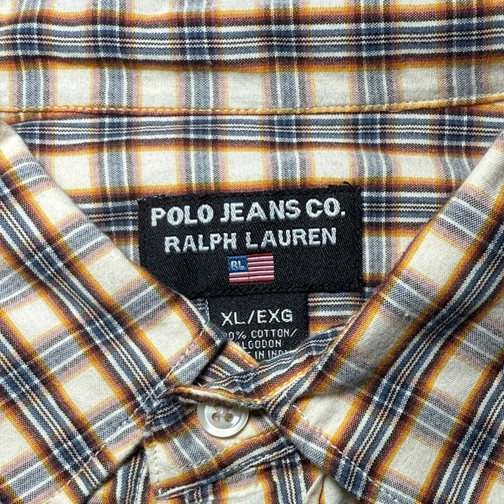 Vintage Polo Jeans Co Ralph Lauren Checked Long Sleeve Button Down Shirt Men XL